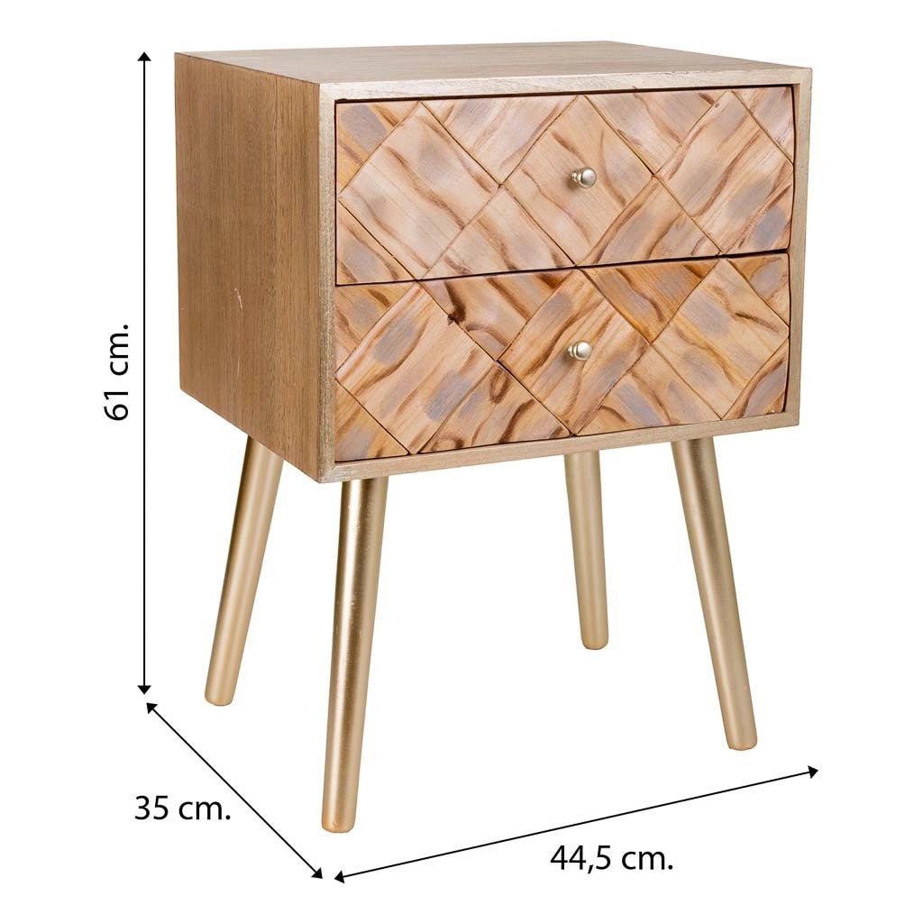 Comodino in legno marrone 44,5x35x61