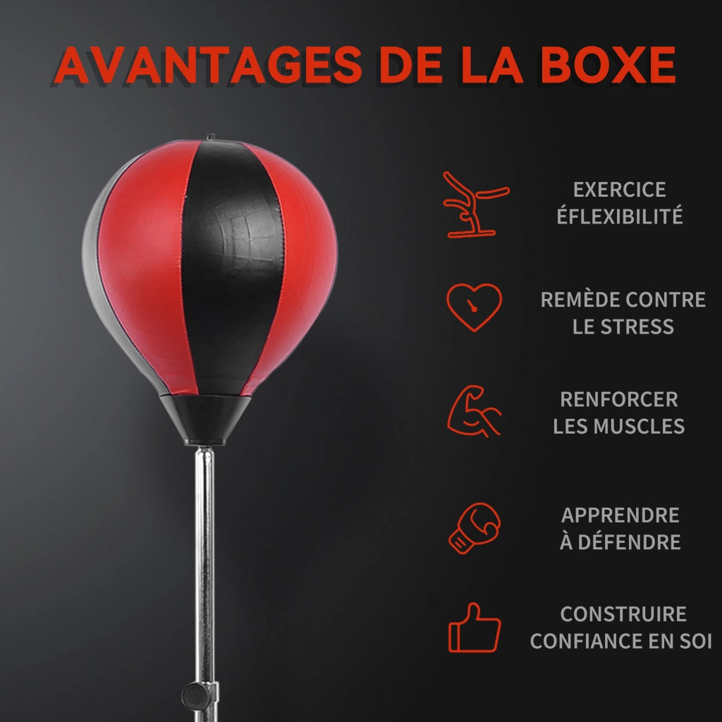 Sacco da Boxe su Piede Regolabile ¨C Minimal ¨C Nero e Rosso 126-144 cm