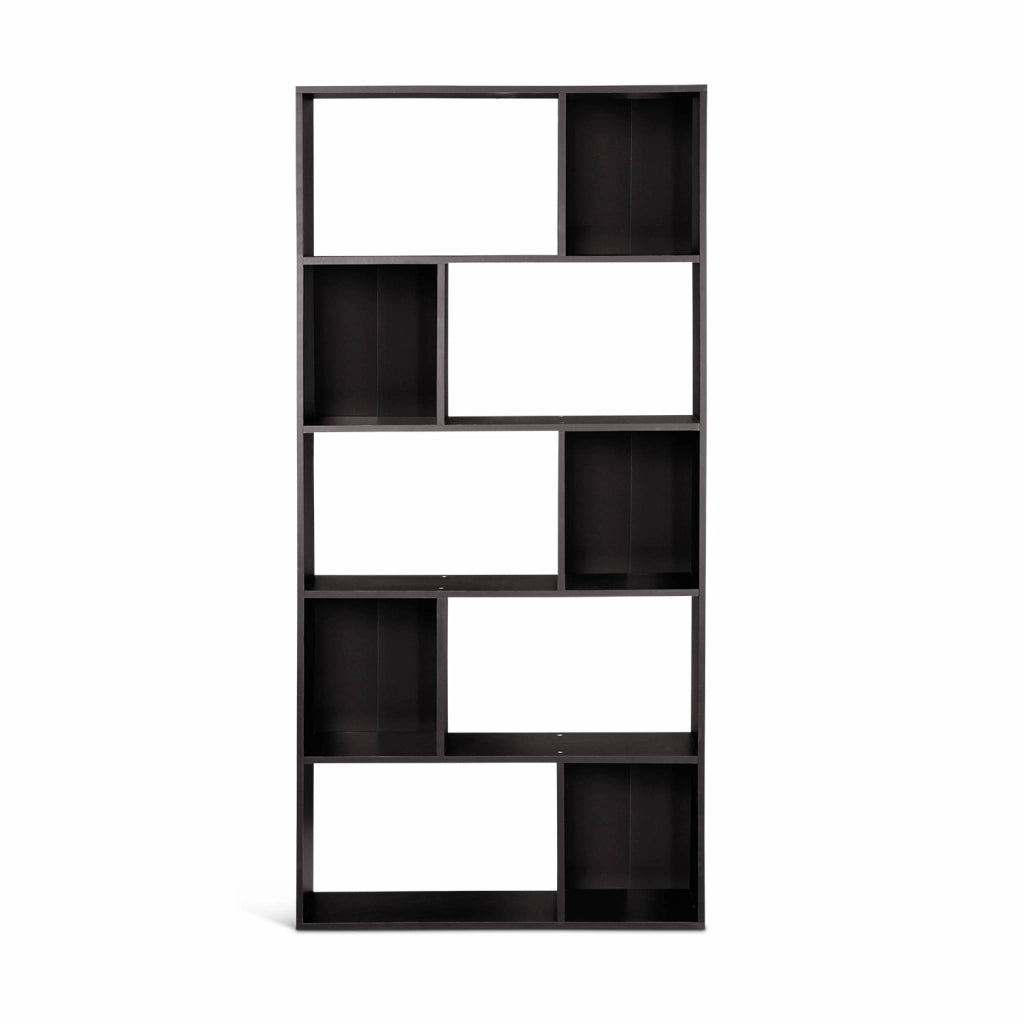 Libreria a 5 ripiani con 10 vani, nero