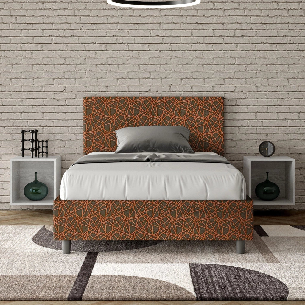 Letto 1 Piazza e Mezzo 120x210 cm con Rete Adele Era 04 Arancione
