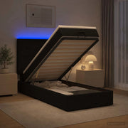Letto Ottomano con Materasso e LED Nero 90 x 200 cm Tessuto 3458043