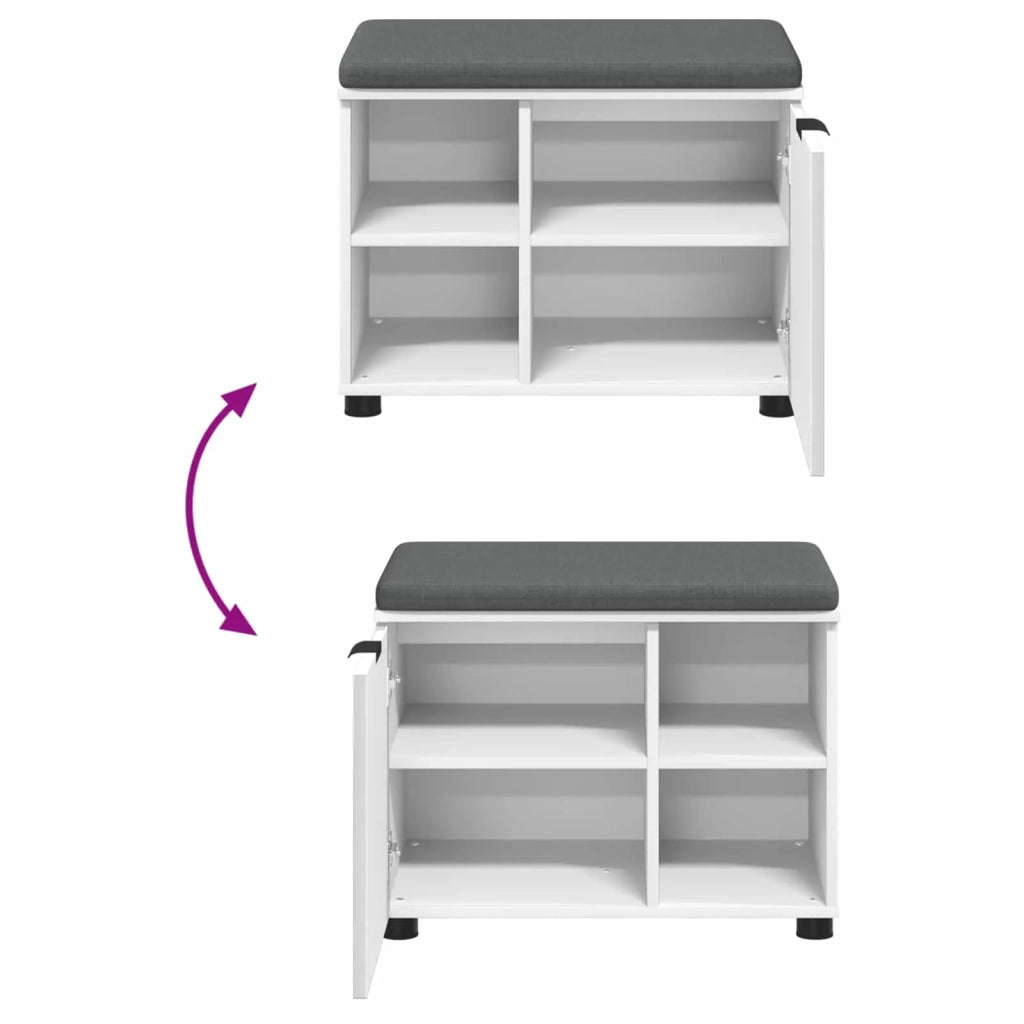 Panca per ingresso con cuscino con porta Bianco 60 x 38 x 46 cm 891496