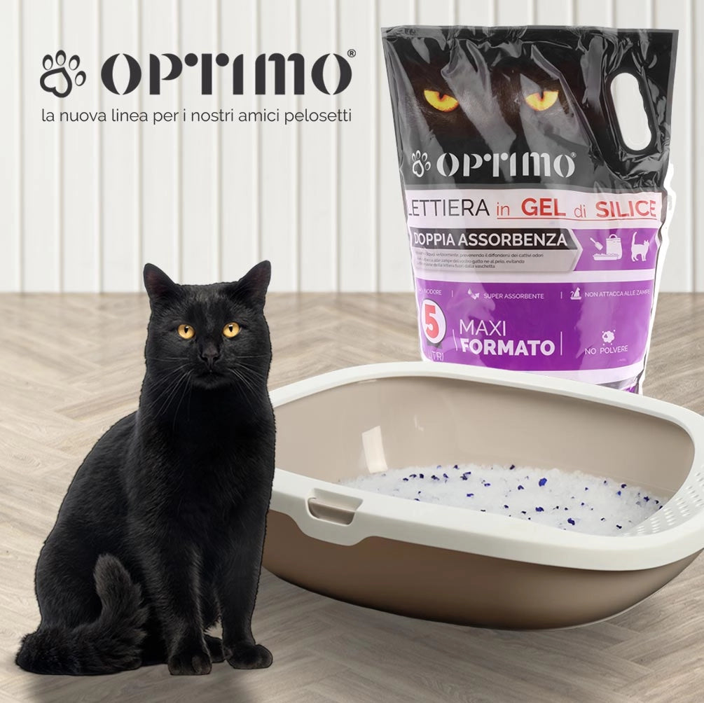 OPTIMO SET 6 LETTIERE PER ANIMALI IN GEL DI SILICE CON ASSORBENZA DI 5 LT