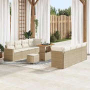 Set Divano da Giardino 12 pcs Beige e Crema polyrattan