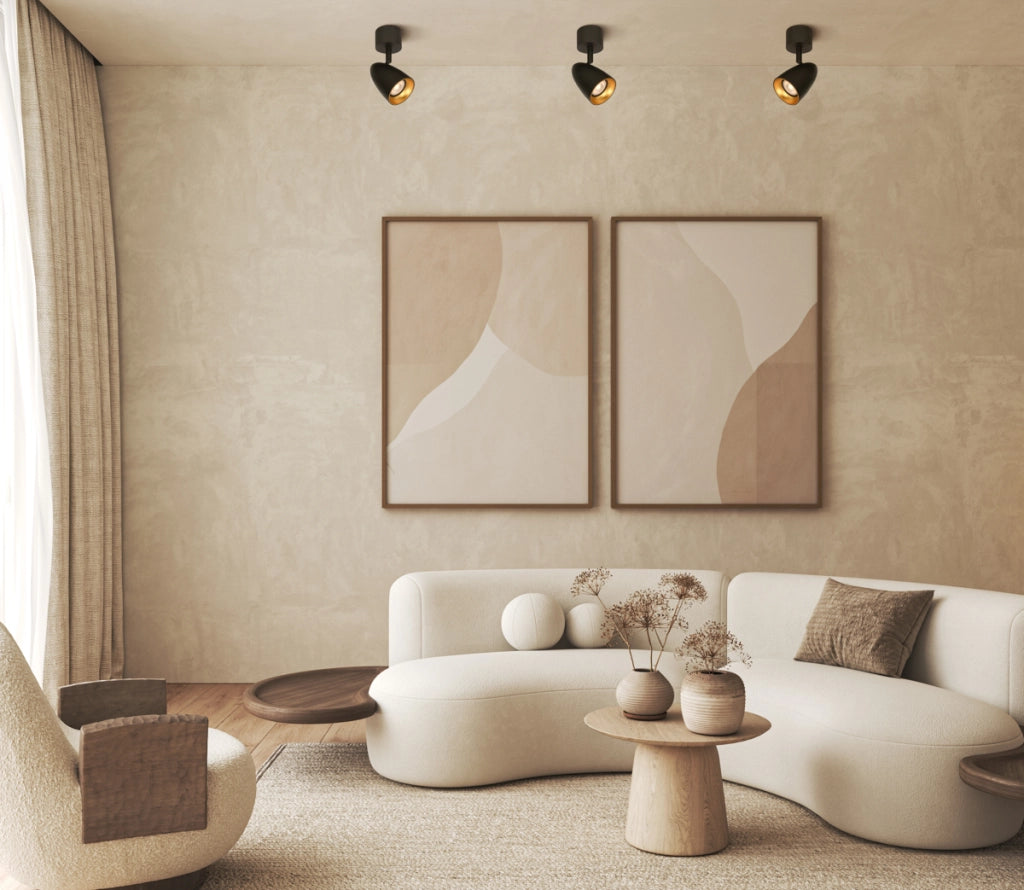 Faretto soffitto nero-oro orientabile Ø7 GU10 10W Italux
