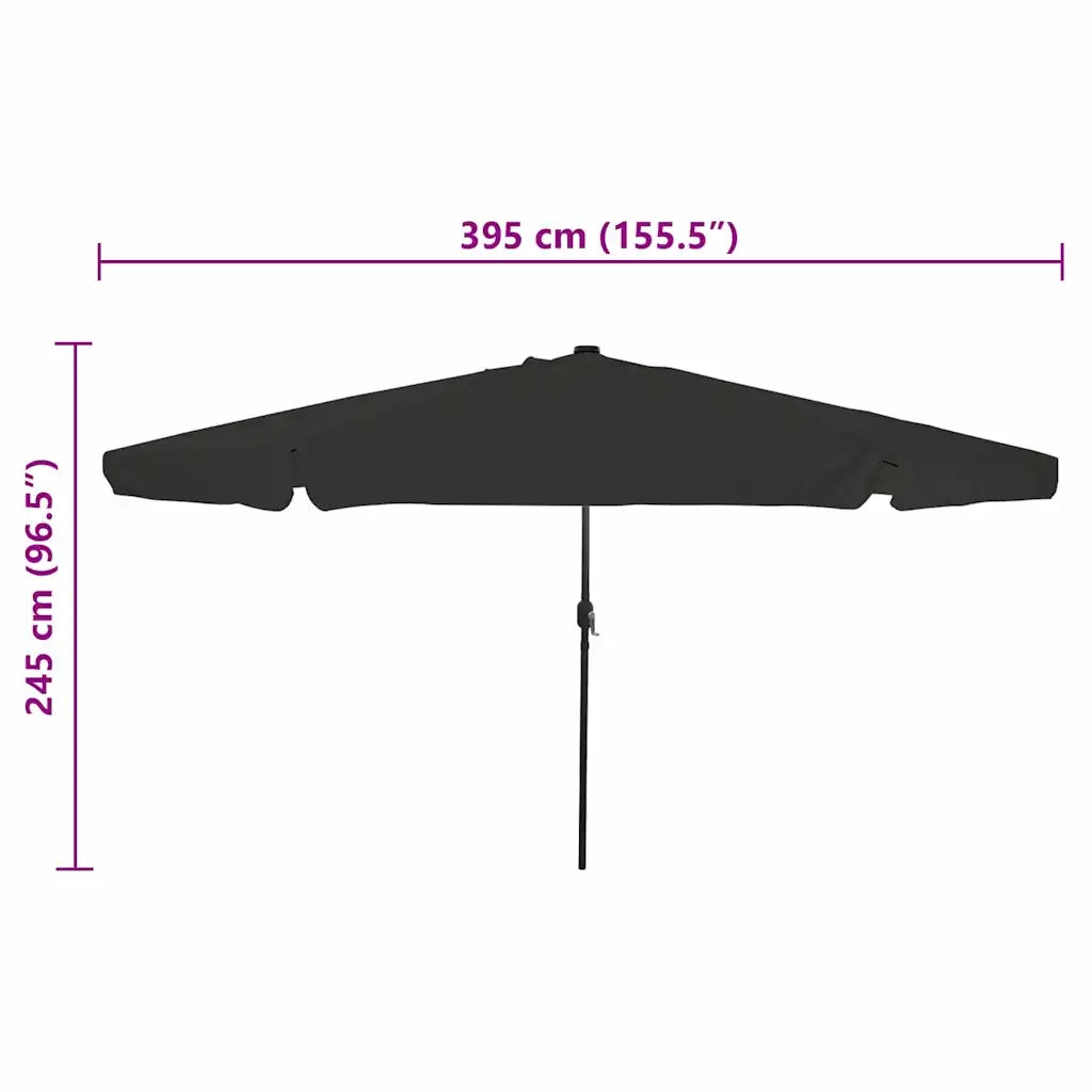 Ombrello da giardino Nero 395 x 395 x 245 cm Poliestere 42003650