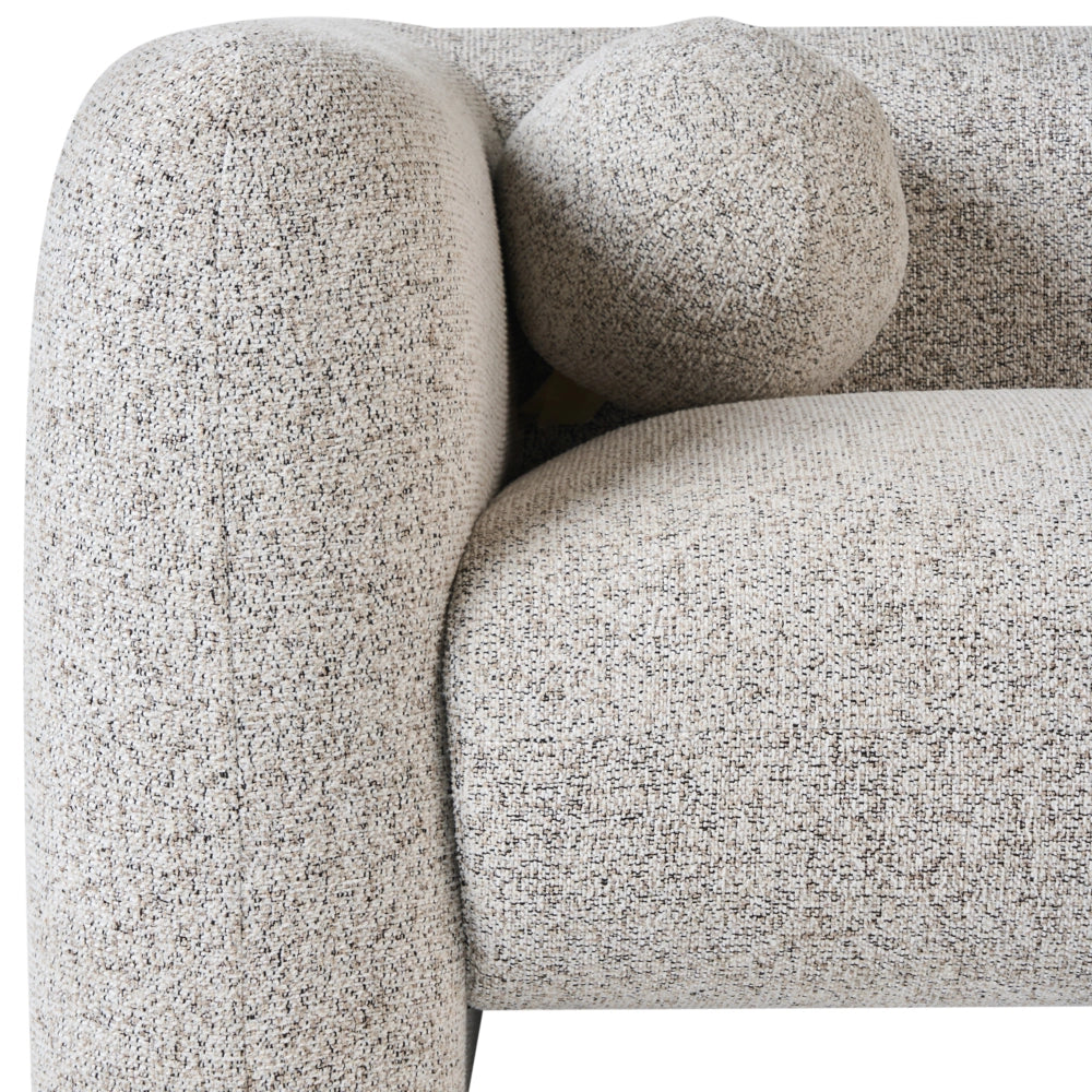 Divano a 3 posti Tessuto beige Morbido Nubby con cuscini extra Stile retrò glam art decor