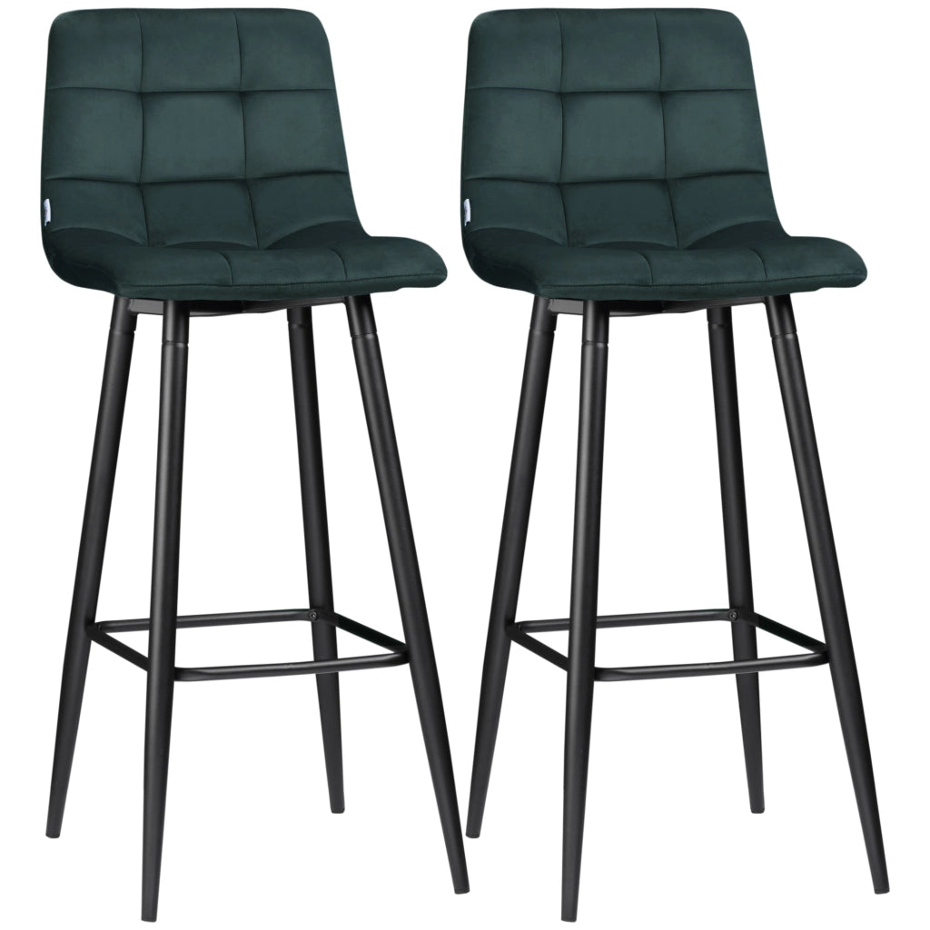 Sgabelli da Bar ¨C Minimal ¨C Verde Velluto 2 Pezzi