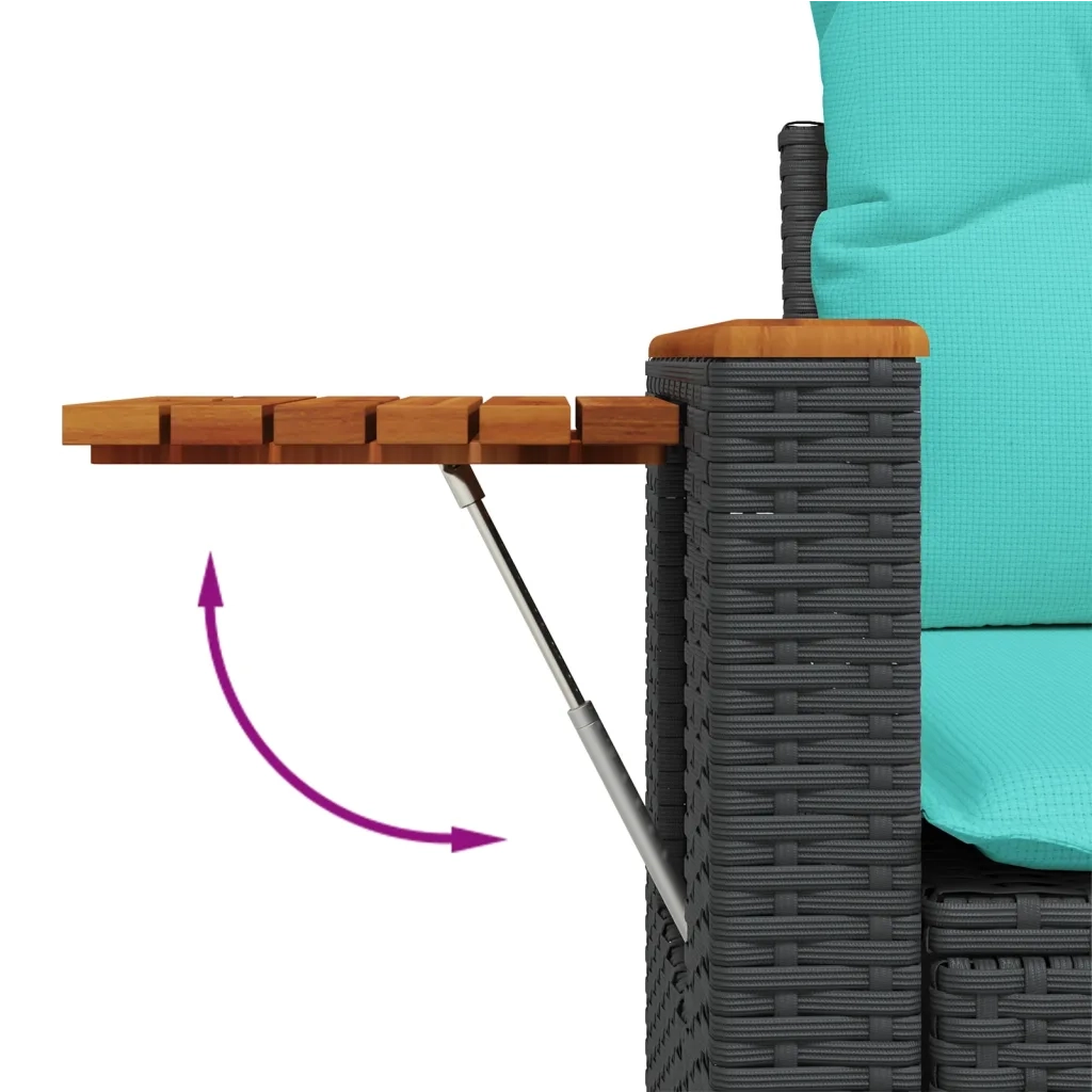 Set Divani da Giardino 9 pz con Cuscini Nero in Polyrattan