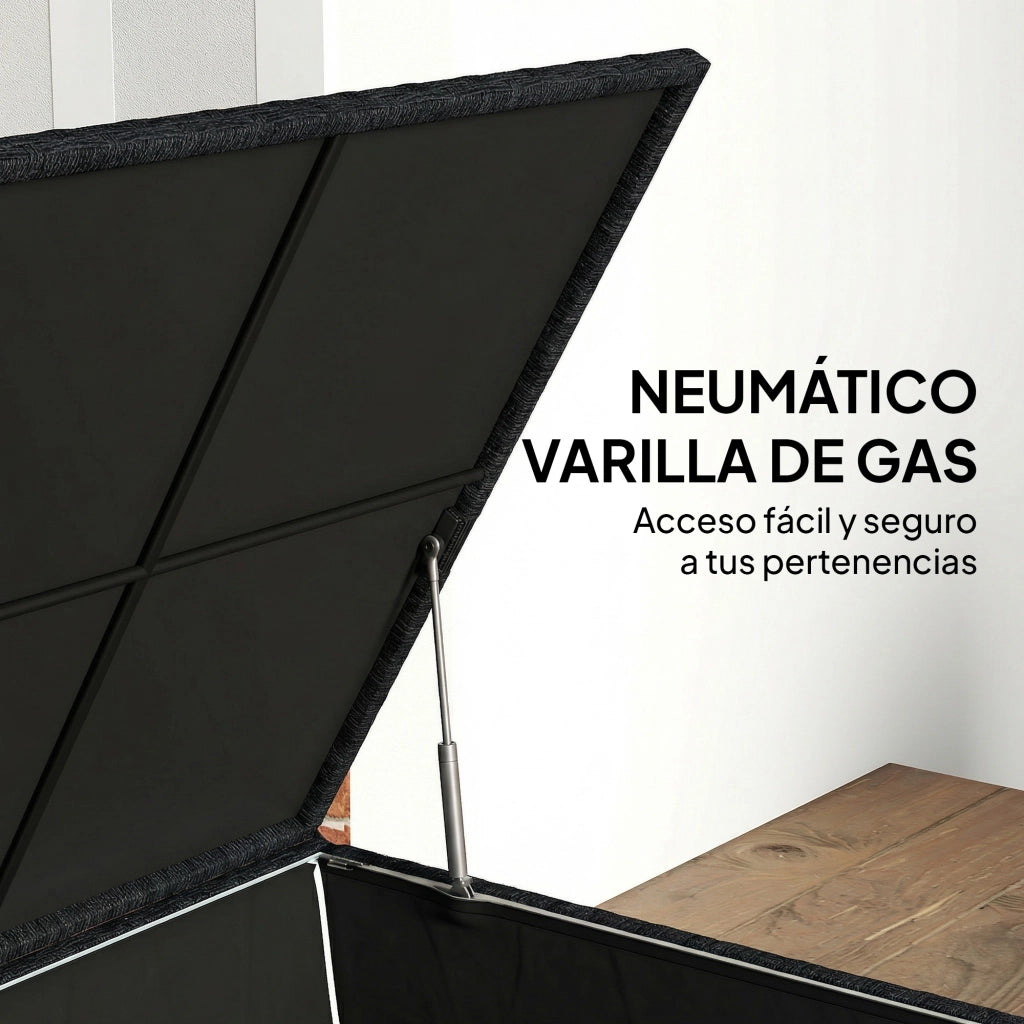 Cassa per esterno in rattan 253L con cerniera e telaio in acciaio nero ¨C Minimal ¨C nero