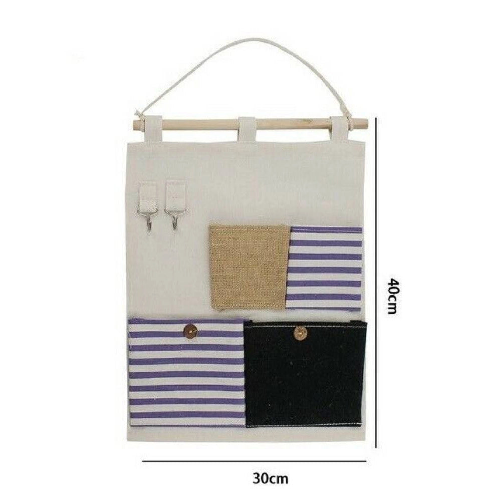 Trade Shop - Porta Oggetti Organizer Appendere 4 Tasche Tessuto Bagno Camera Multiuso 10480 -