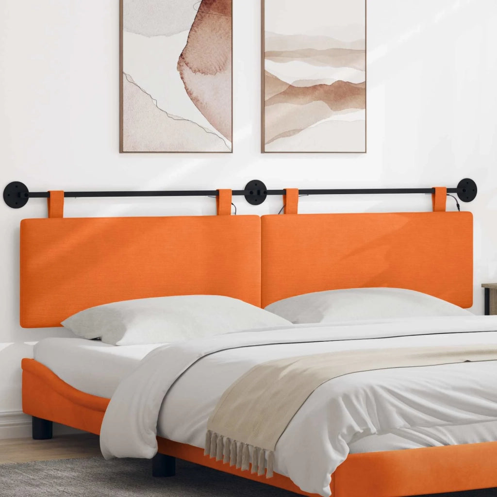 Testiera | Testata sospesa Con luce LED Arancione Tessuto in Cords