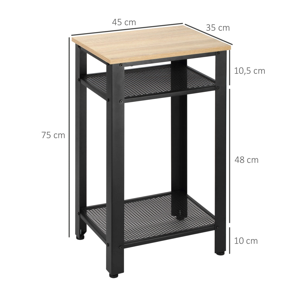 Tavolino da caff¨¨ industriale con ripiani in metallo ¨C Minimal ¨C 45x35x75 cm rovere e nero