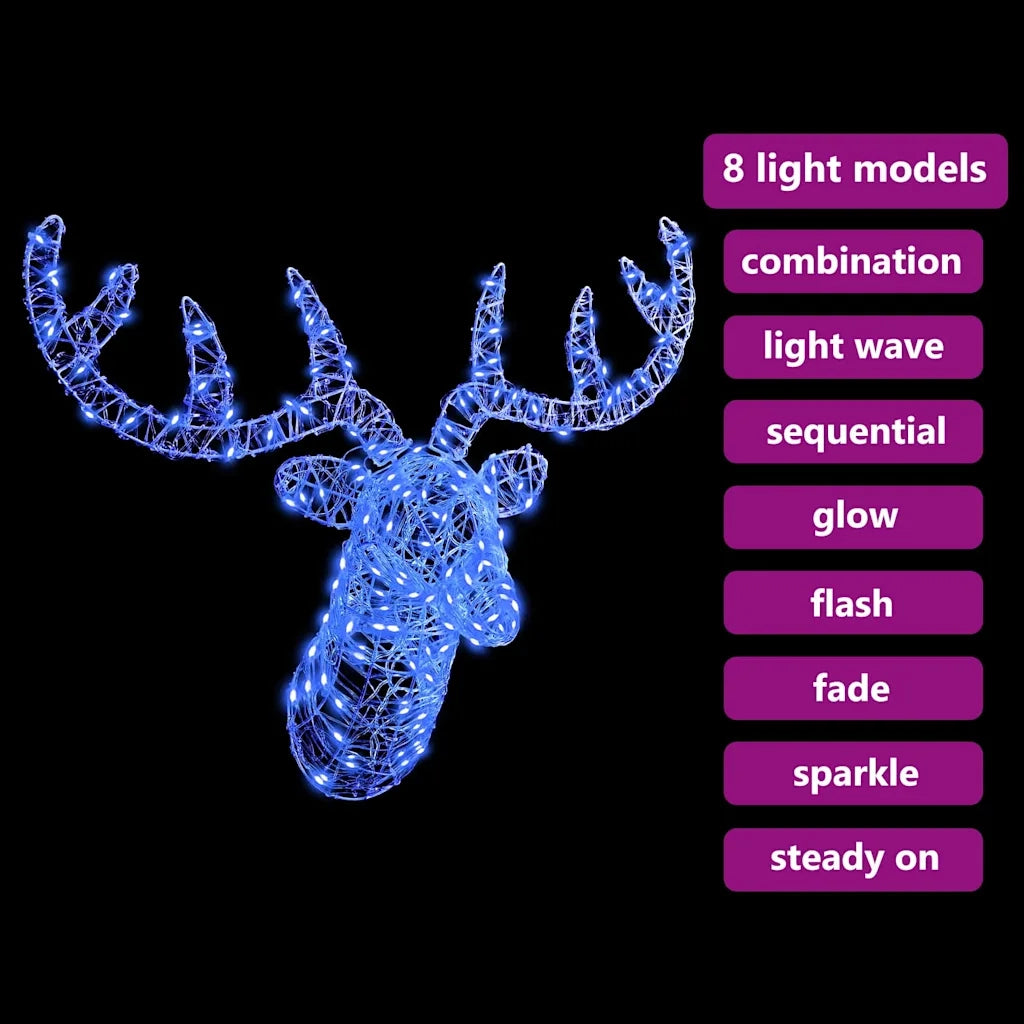 Testa di Renna con 140 LED Blu 68 x 36,5 x 62,5 cm Acrilico 42019063