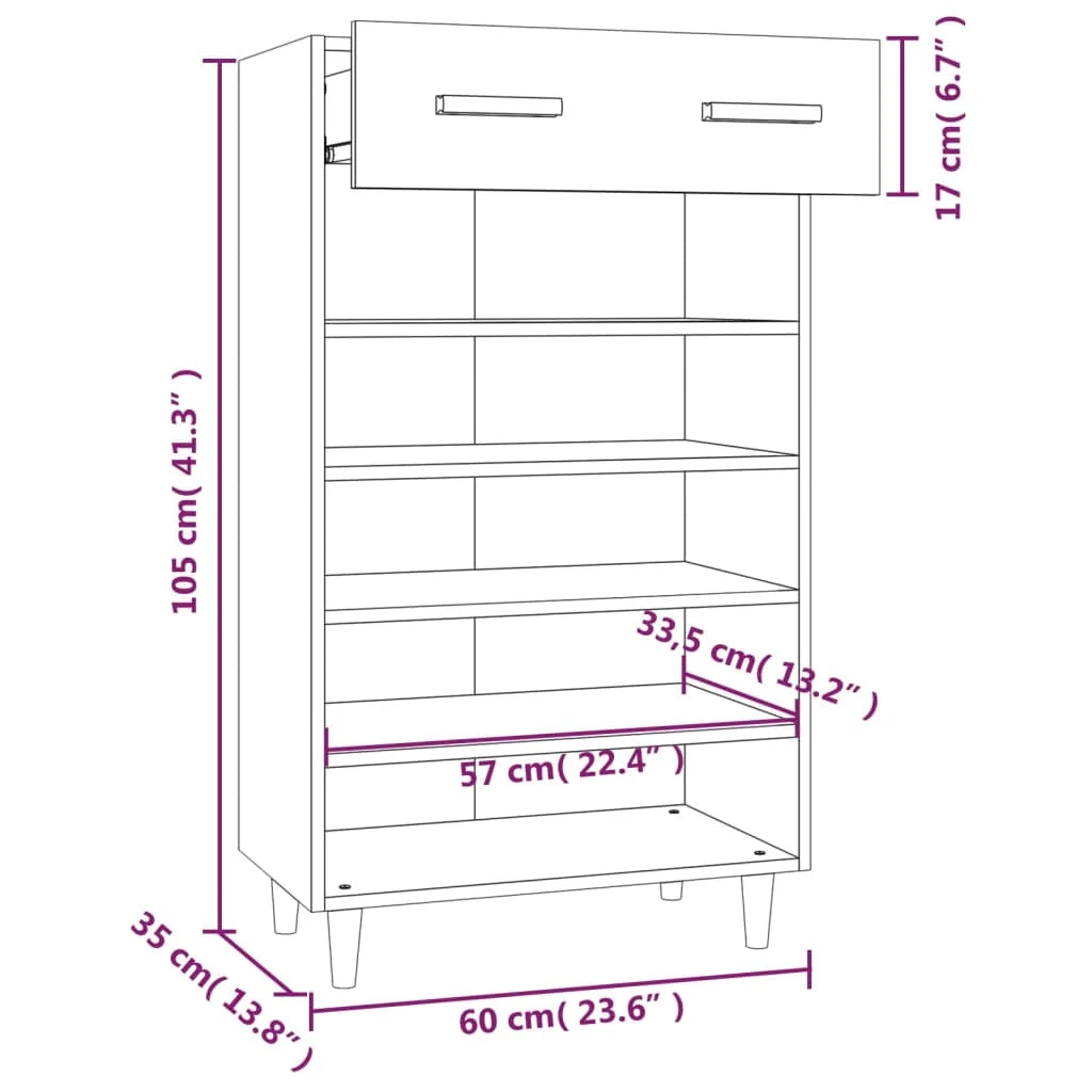 Scarpiera mobile contenitore per scarpe mobile per ingresso/corridoio/soggiorno 60 x 35 x 105 cm legno ingegnerizzato grigio 02_0021832