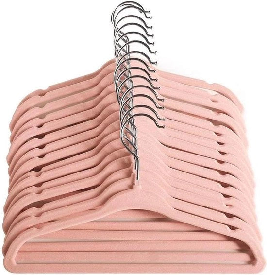 Hangers per bambino con tessuto morbido per neonati 28 cm misura per bambini 360 gradi rotativi estremamente sottili e progettati per prevenire il distacco 15 pezzi rosa chiaro.
