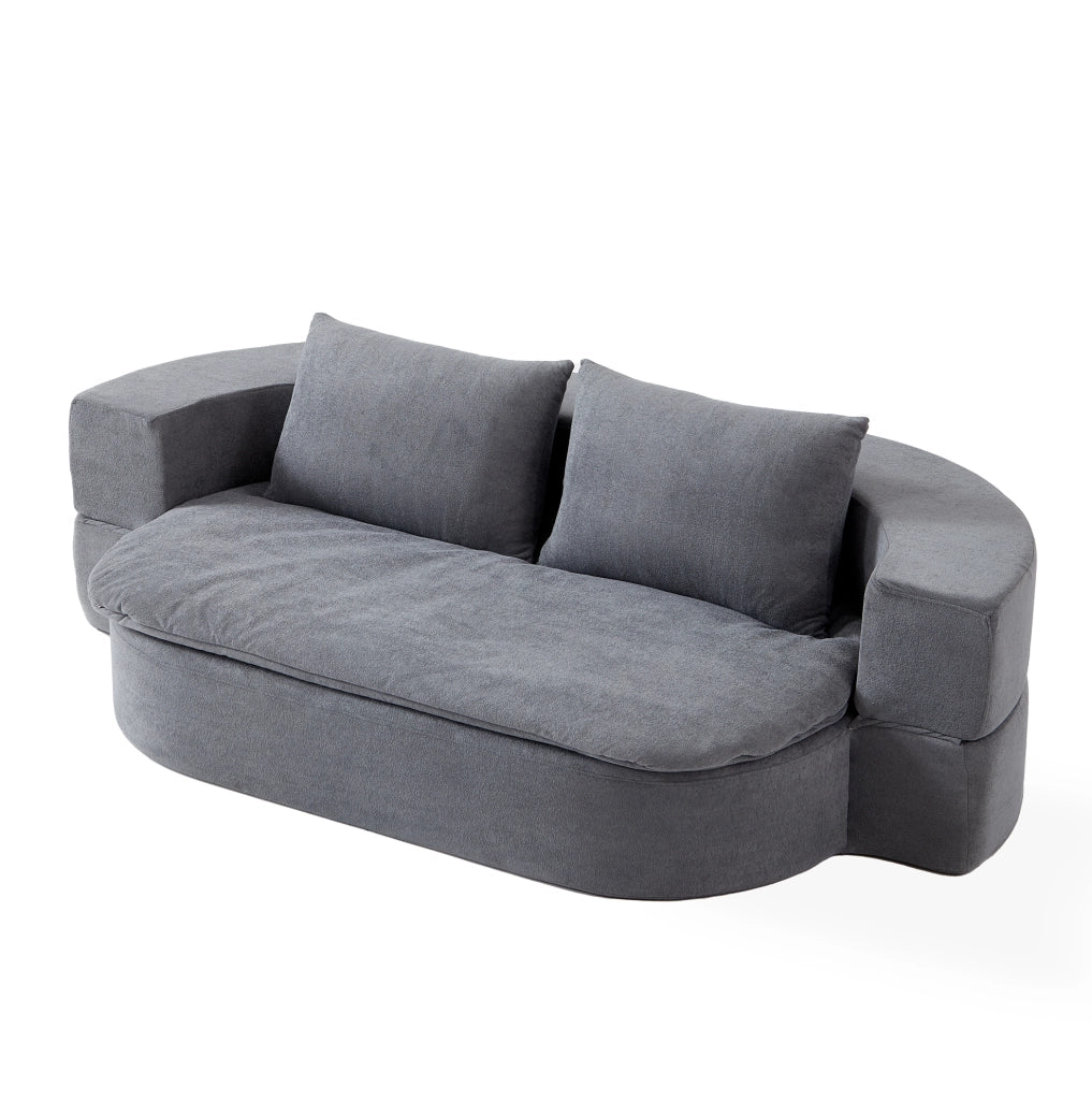 Divano letto pieghevole 3 in 1 in flanella grigio chiaro; con coperta