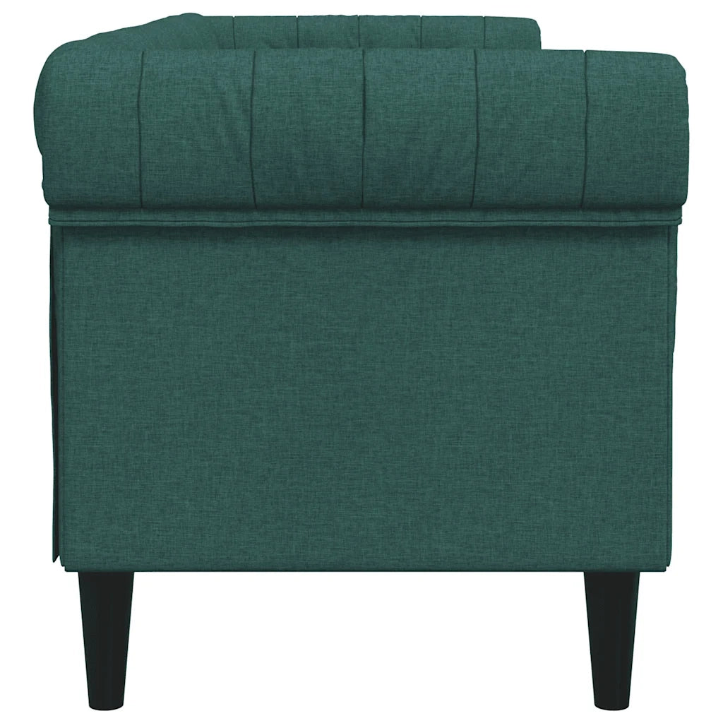 Divano | Divano da soggiorno | Sofa Chesterfield a 3 Posti Verde Scuro in Tessuto
