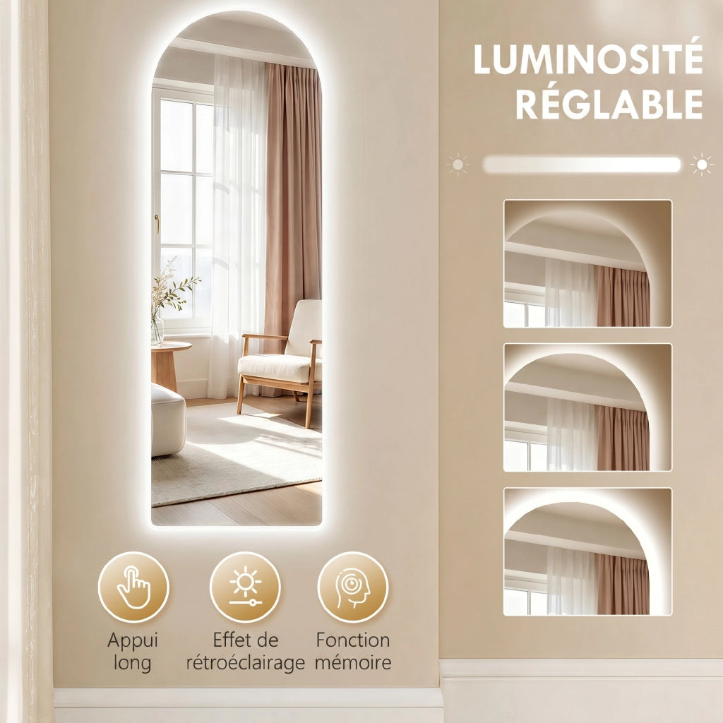 Specchio da parete con LED ¨C zephmum ¨C 120x40 cm