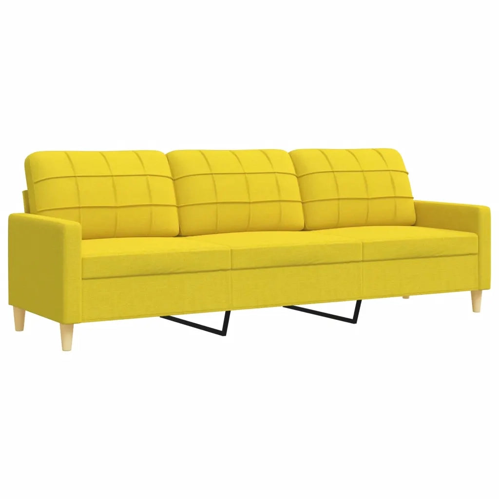 Set Divani 3 pz con Poggiapiedi e Cuscini Giallo Chiaro Tessuto 3278348