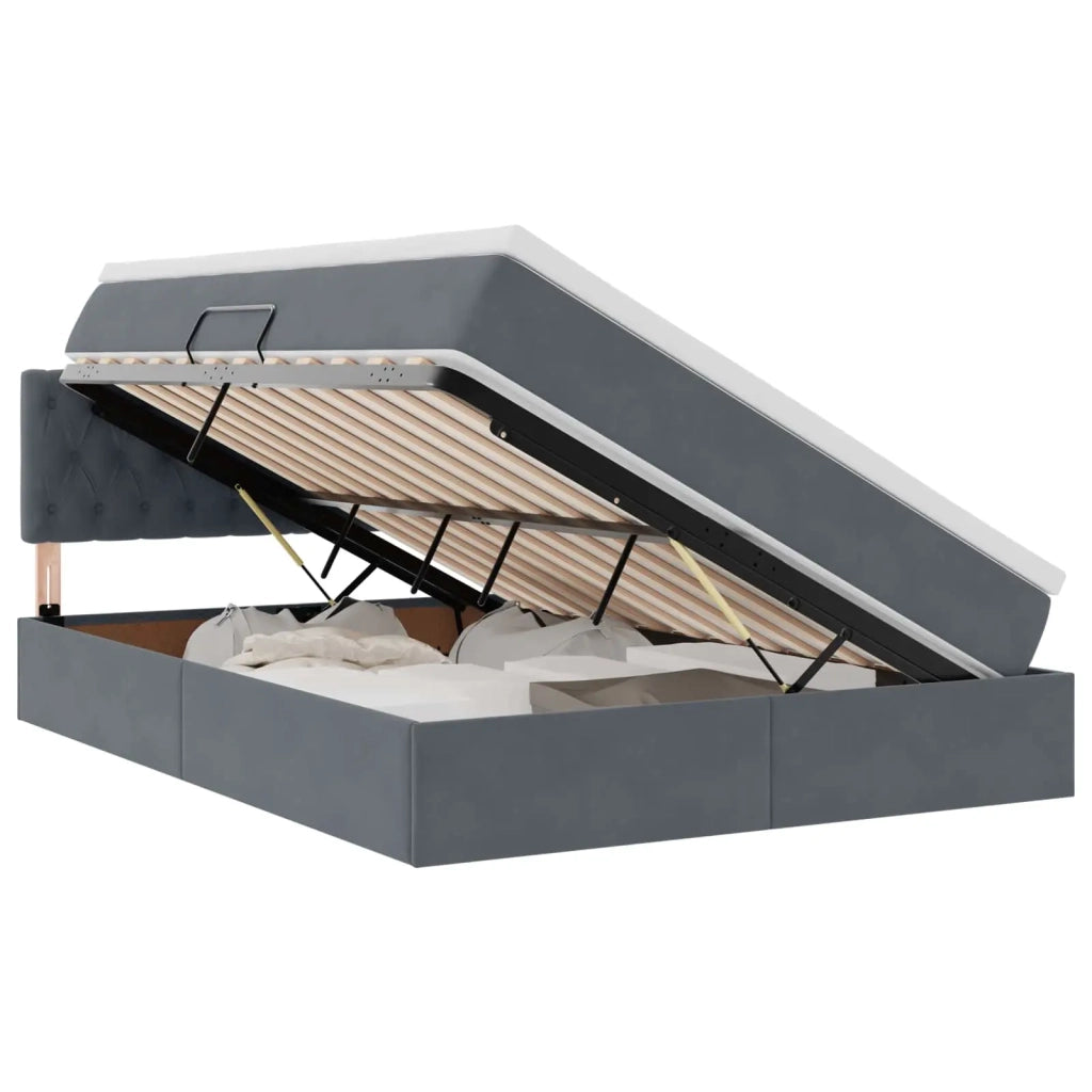 Letto con Contenitore Grigio scuro 140 x 190 cm Velluto 3370816