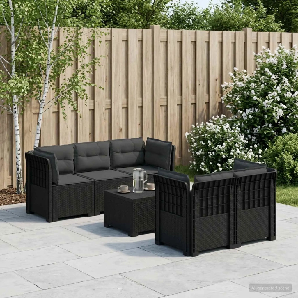 Divano da Giardino 5 Posti con Cuscini Stile Rattan PP 3443907
