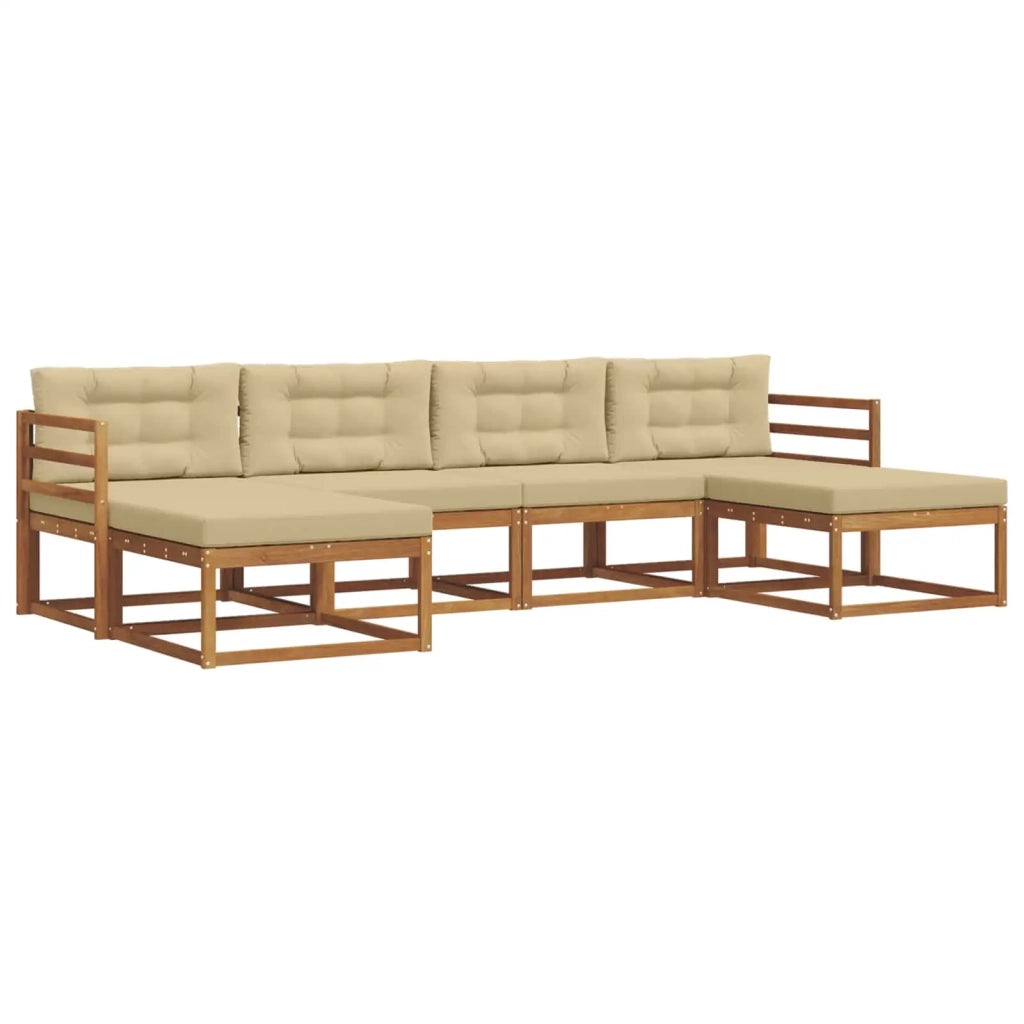 Set di divani da esterno con cuscino 6 pcs Naturale e Beige 3367951