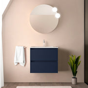 Mobile bagno sospeso 70 cm blu satinato con lavabo ad incasso Gaya