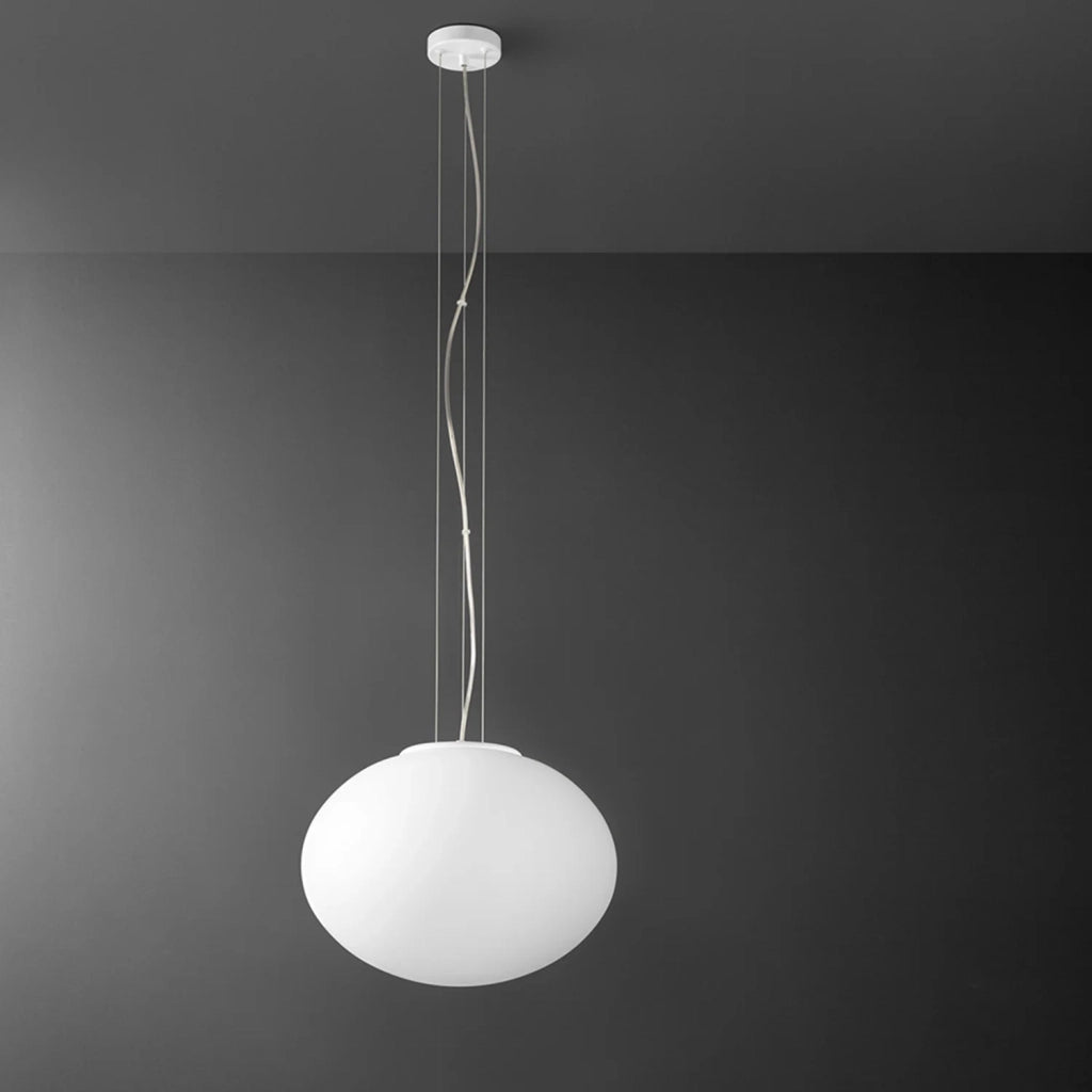 Sospensione Contemporanea Saturno Vetro Bianco 2 Luci E27 Ip20 D40