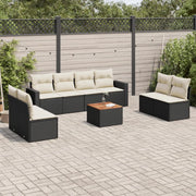 Set Divani da Giardino 9 pz con Cuscini Nero in Polyrattan 3256413