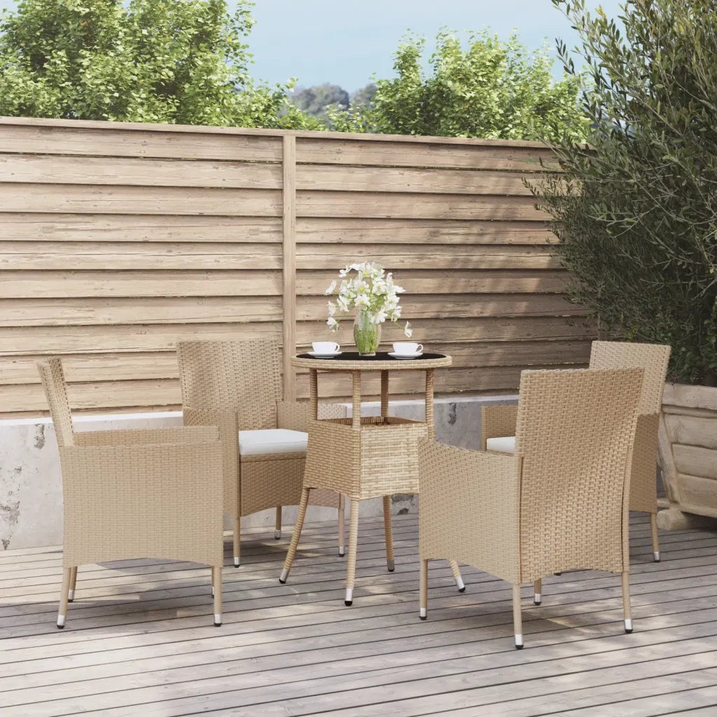 Set da Bistrò da Giardino 5 pz con Cuscini Beige in Polyrattan 3187421