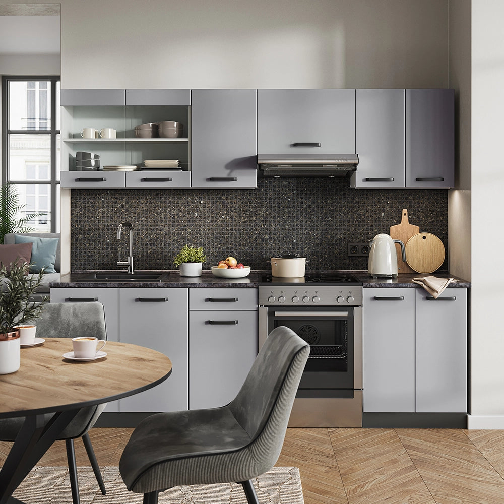 Mobile da cucina R-Line Grigio/Antracite 240 cm, PL Antracite Vicco