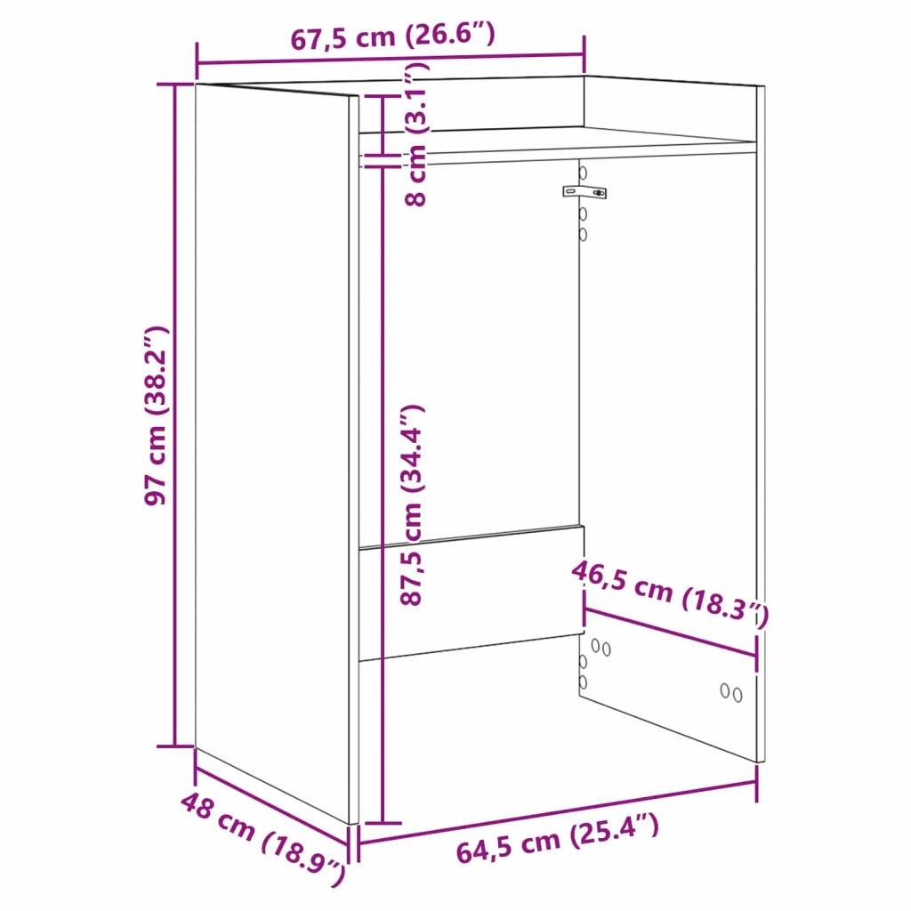 Mobiletto per lavatrice Grigio Sonoma 67,5 x 48 x 97 cm CFW4341645