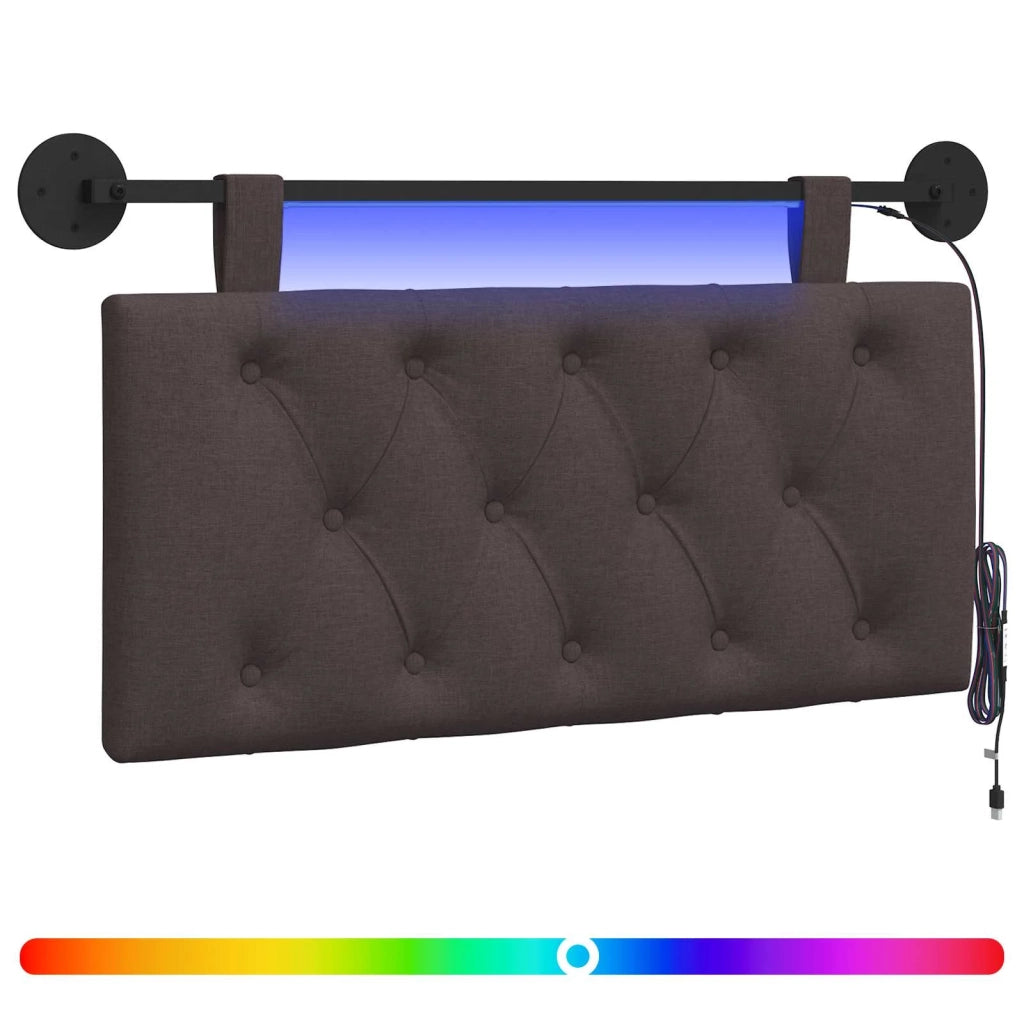 Testiera sospesa Con luce LED Marrone Scuro Tessuto 3424545