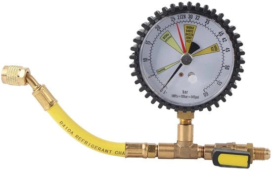 Manometro 80 mm per condizionatori - Adatto per R134a/R22/R407C/R410A - Interfaccia 1/4 SAE - Raggio di misura -1~60 bar