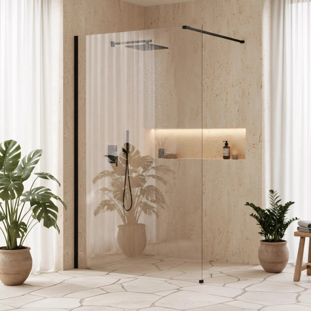 Parete Doccia Rea Flexi Transparent / Black 70
