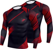 Maglietta sport compressa uomo 2 in 1 - inverno caldo - termica - rossa mimetica - XXXL
