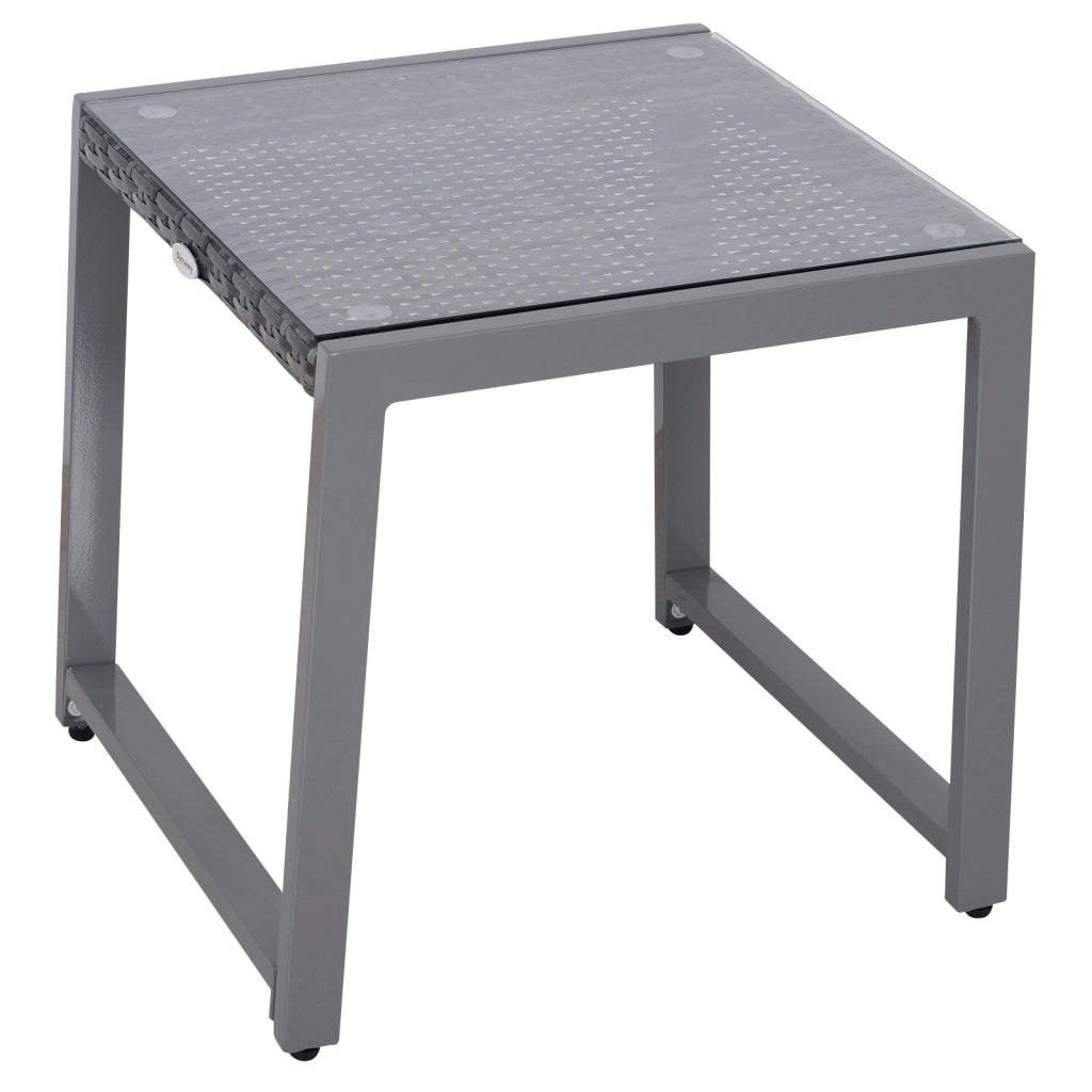 Tavolino da Caff¨¨ da Giardino in Rattan con Piano in Vetro Temperato ¨C zephmum ¨C Bianco 60x60x45
