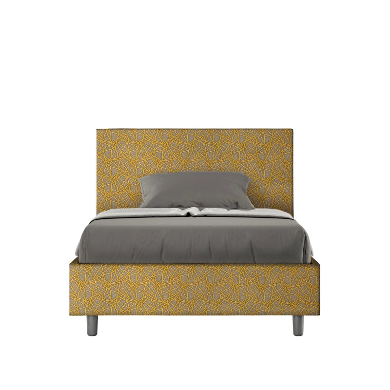Letto imbottito 1 piazza e mezza 120x200 cm tessuto Era Adele - Senza rete,Giallo