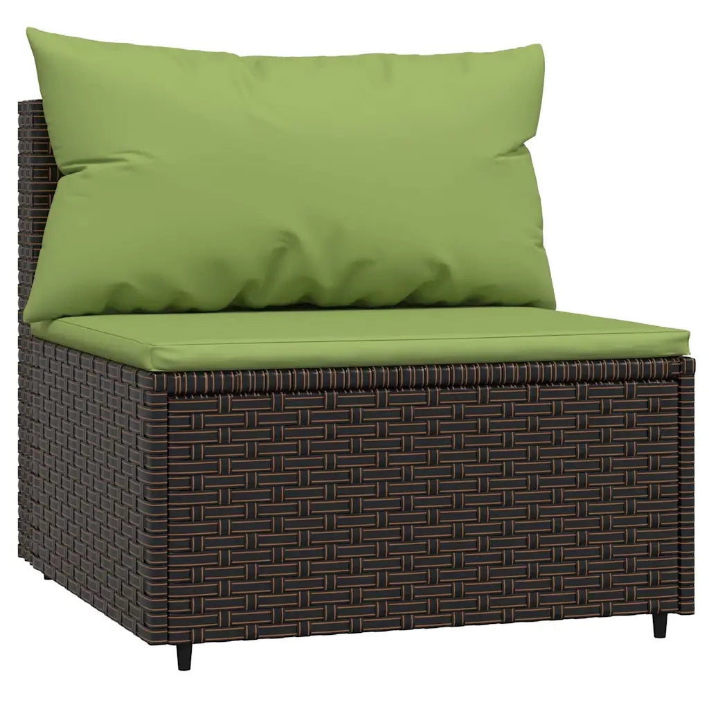 Set Mobili da Giardino 3 pz con Cuscini in Polyrattan Marrone 319835