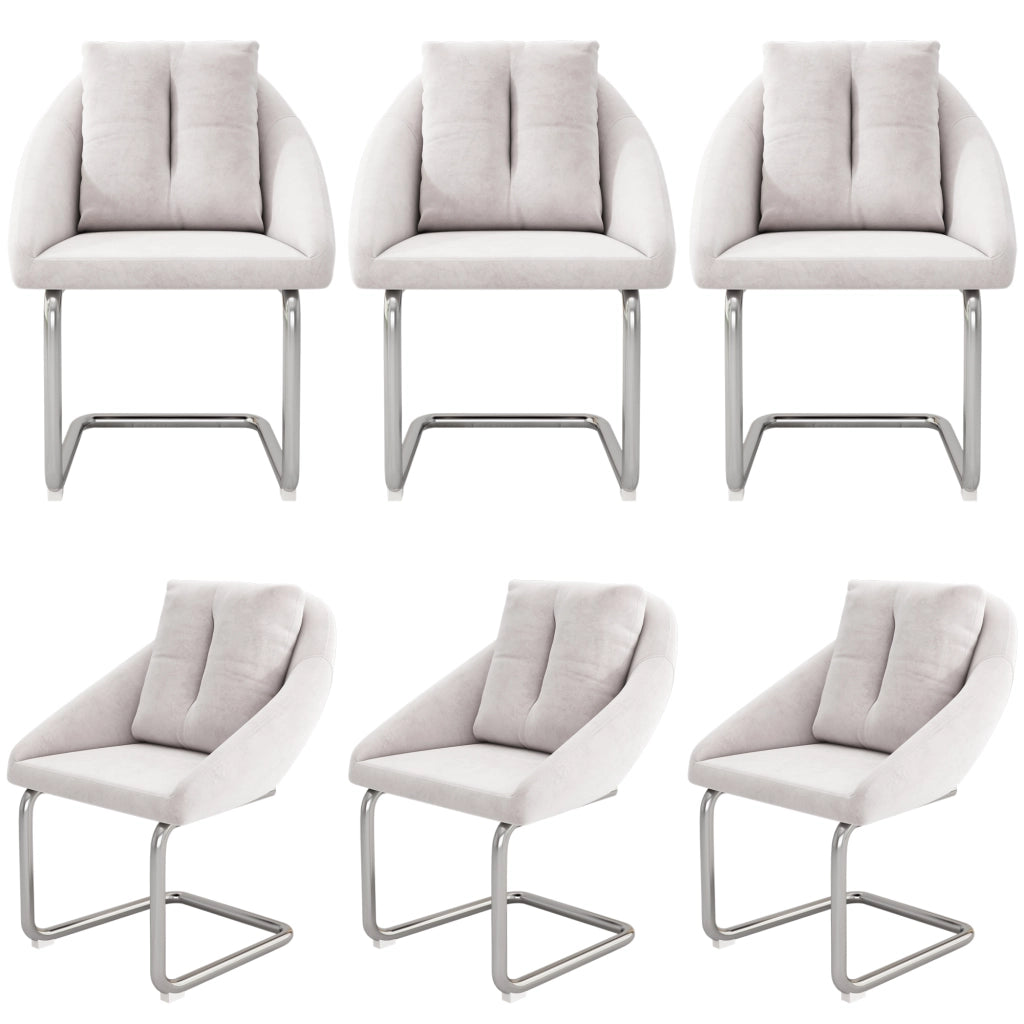 Sedia da Pranzo Girevole in Velluto con Cuscino, Set 6 Pezzi ¨C MINIMAL ¨C Beige