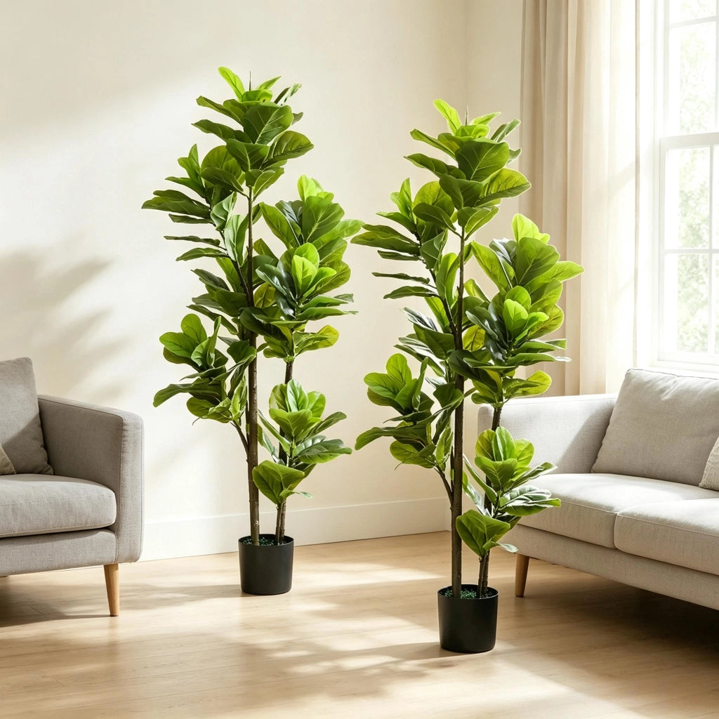 PIANTA ARTIFICIALE Ficus lyrata 150 cm Verde Set da 2 pezzi
