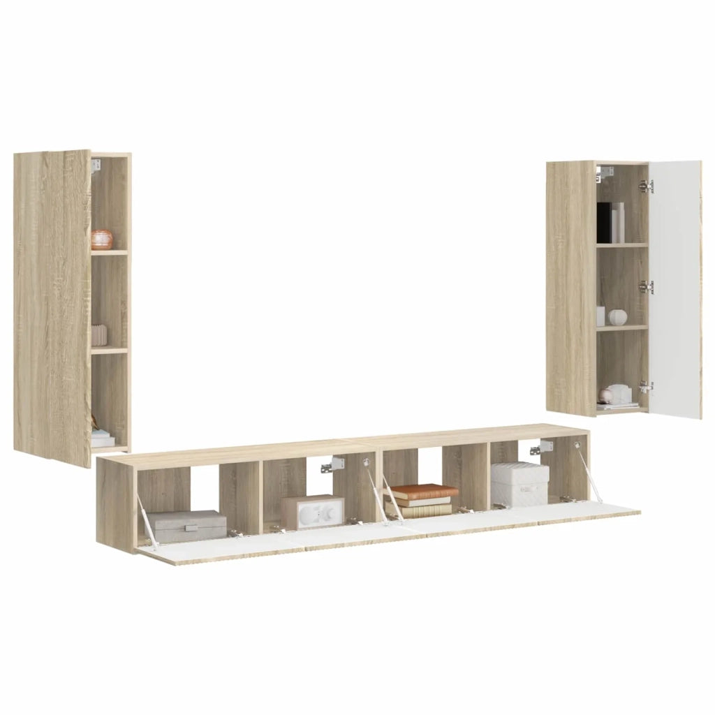 Set di Mobiletto da TV a Parete 4 pcs Rovere Sonoma