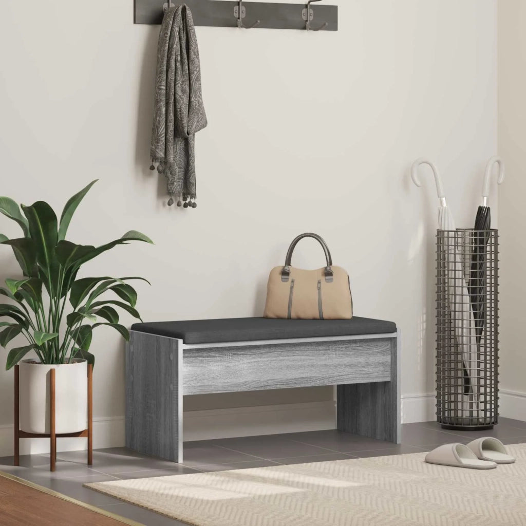 Panca per ingresso con cuscino Grigio Sonoma 83 x 38 x 40 cm 891557