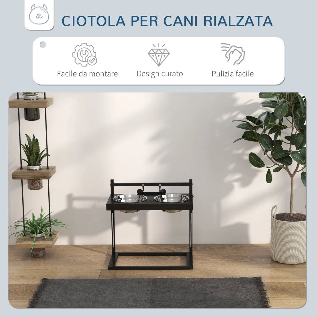 Portaciotole per Cani Rialzato ¨C Minimal ¨C Nero, Acciaio