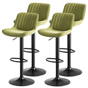 Sedie da Bar Girevoli Set 4 Pezzi ¨C Xylo ¨C Velluto Verde, Altezza Regolabile