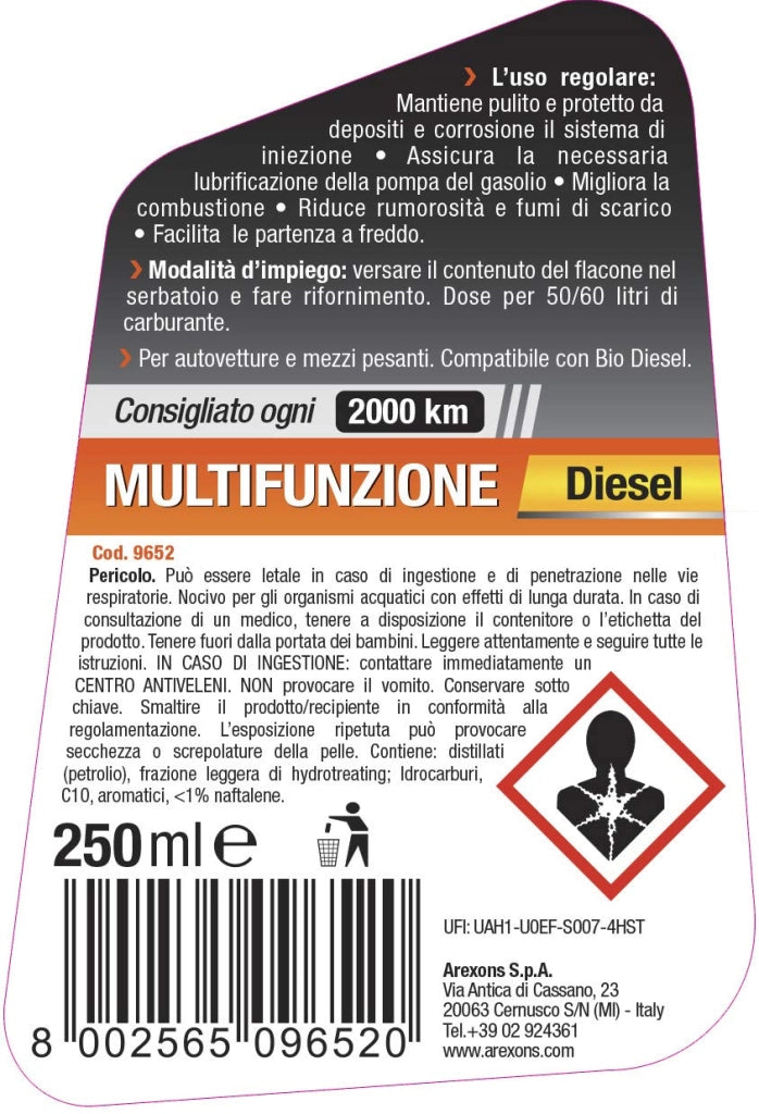 Liquido Additivo Multifunzione per Motori Diesel Arexons 250 ml