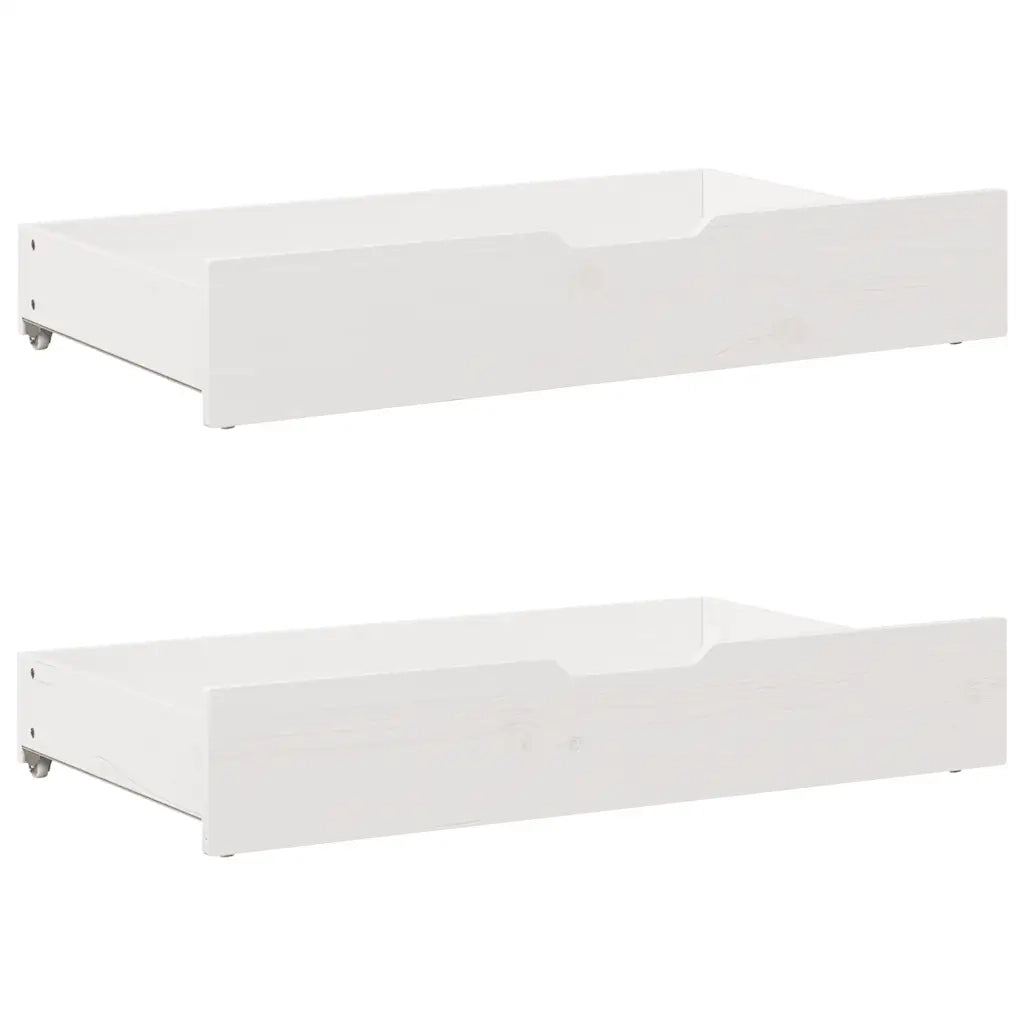 Letto matrimoniale | Letto per adulti | Giroletto con Cassetti Bianco 200x200 cm Legno Massello di Pino