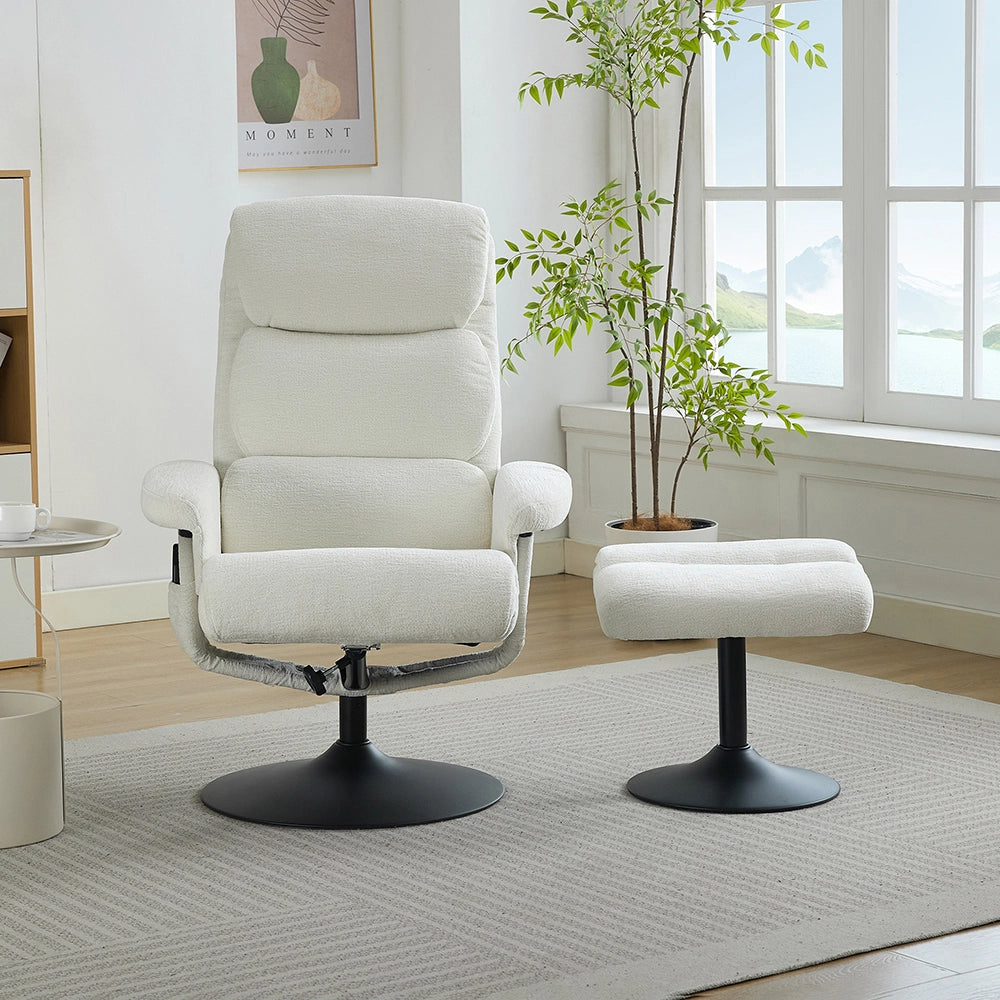 Poltrona massage - Xylo - 5 punti riscaldamento 360° chenille bianco