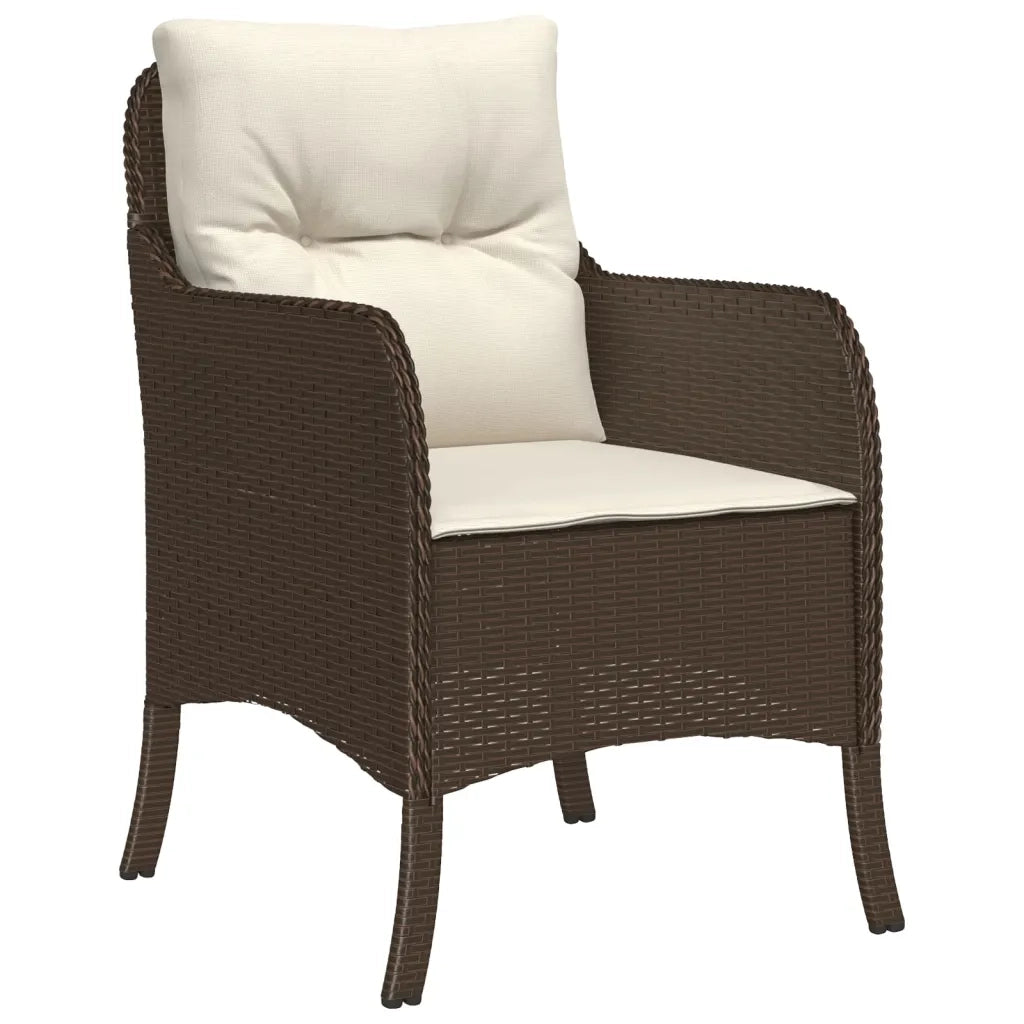 Set da Pranzo da Giardino 3pz con Cuscini in Polyrattan Marrone 3211941